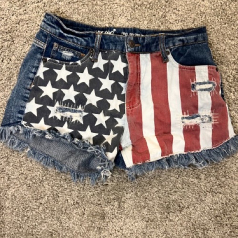 Mossimo Flag Stars & Stripes High Rise Short Shorts